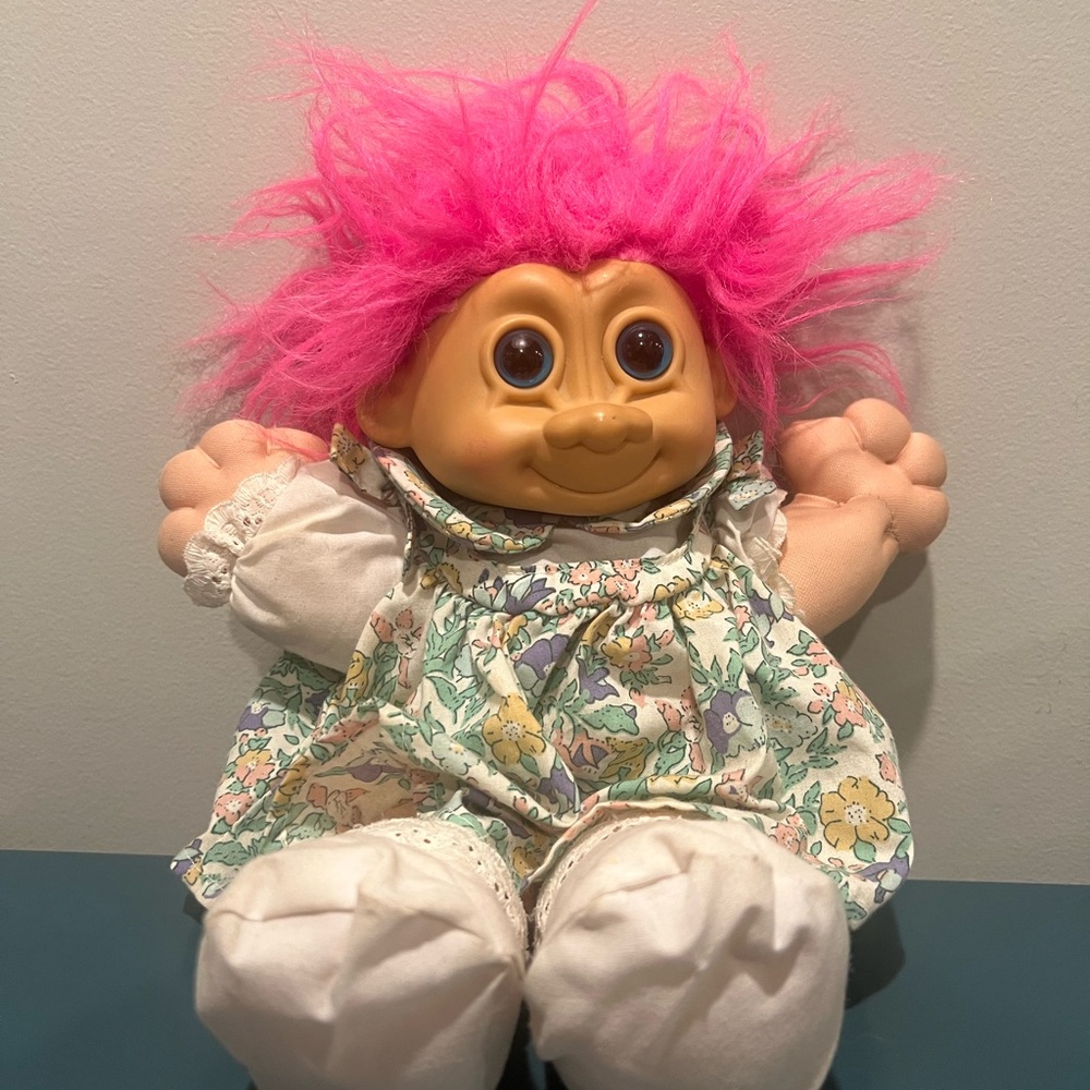 Russ Troll Doll with Pink Hair and Floral Outfit